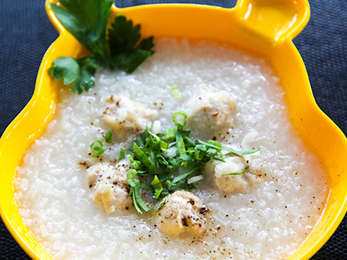 Children Boiled Rice Gai, Moo or Goong [ข้าวต้มแบบเด็กๆ กับไก่, หมูหรือกุ้ง]